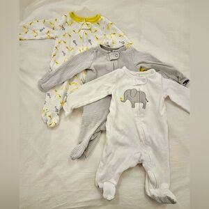 Carter's Yellow, Gray, and White Footies Set